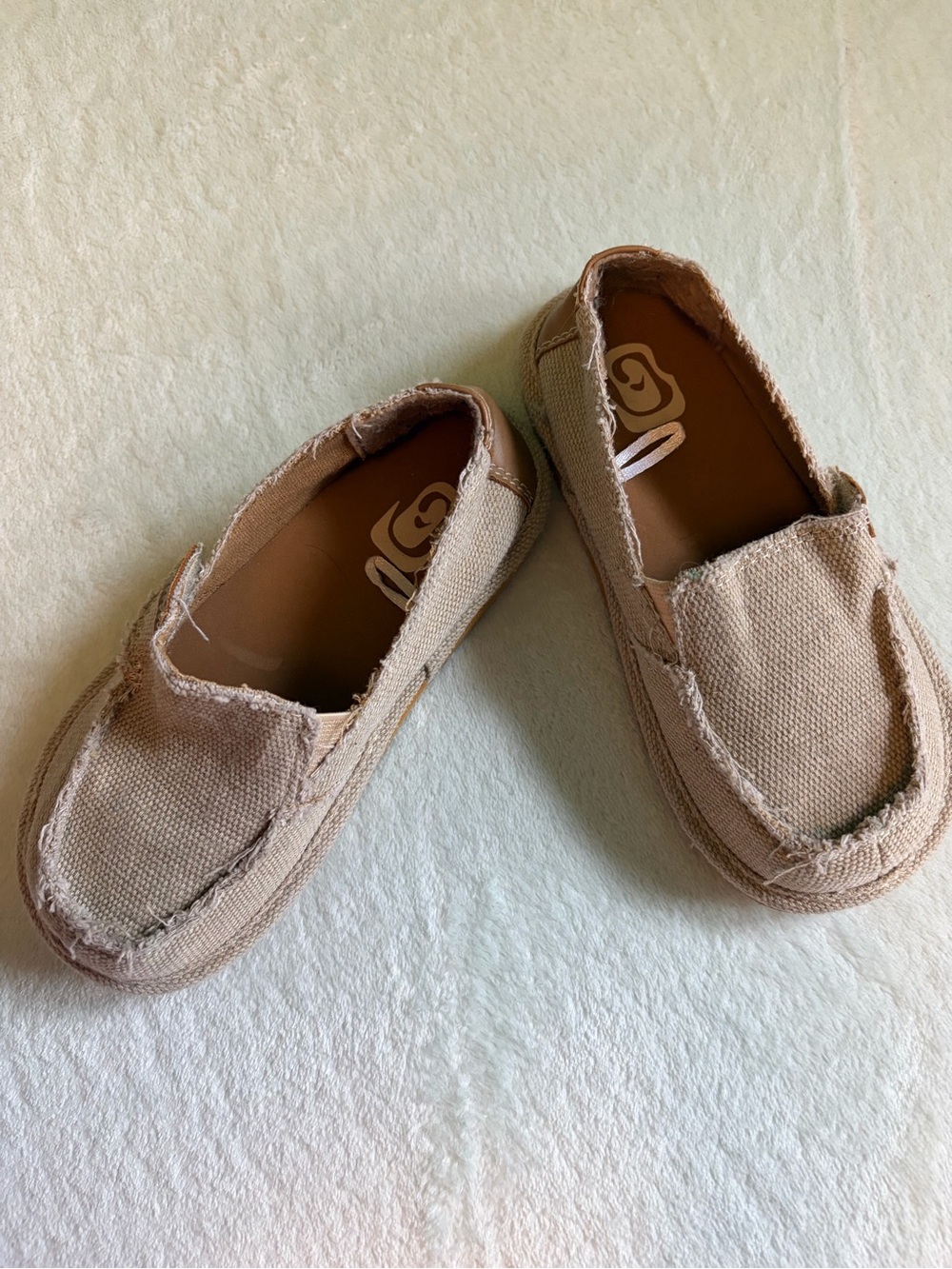 Kids Casual Canvas Slip-On Loafers in Tan